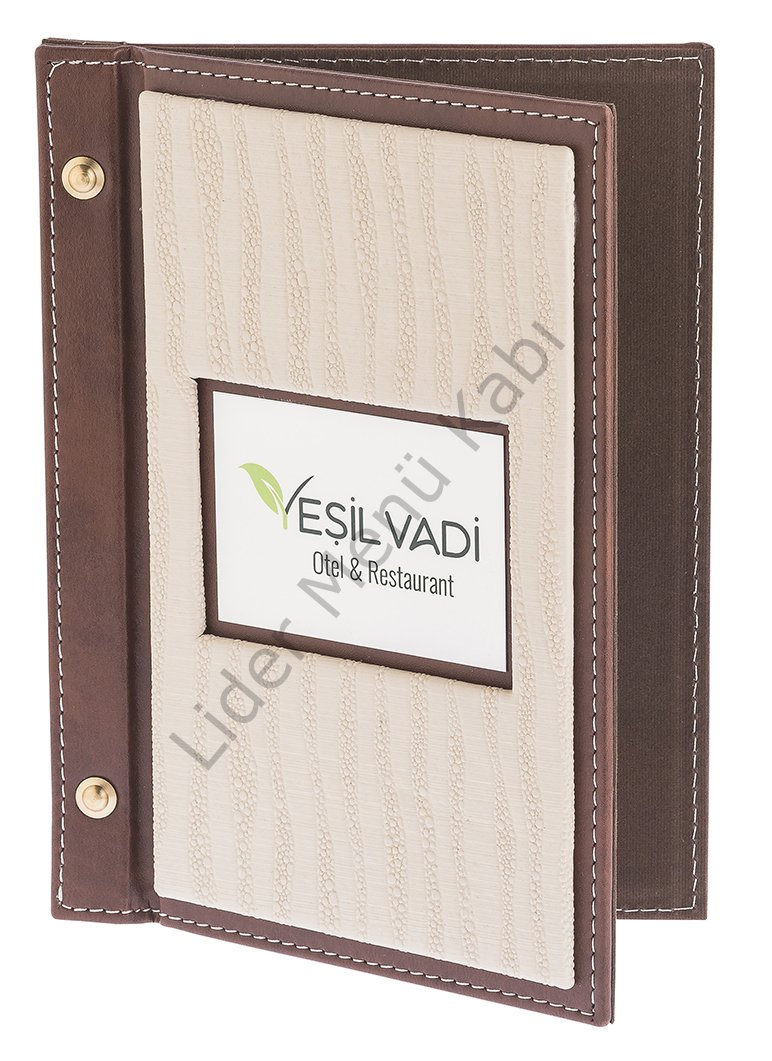 Kod: 180 Vidalı Dalga Model Metal Plakalı Menü Kabı (Görsel Ebat: 17x23 cm)