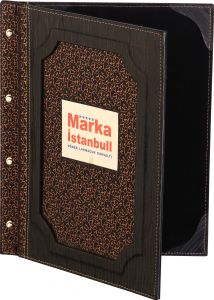 Kod: 104 Vidalı Metal Plakalı Hanedan Işıltılı Menü Kabı (Görsel Ebat: 26x32 cm)