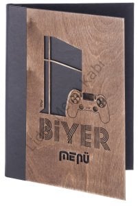 Kod: 0701 Ahşap İçten Vidalı Lazer Kazımalı Menü Kabı (Ebat: 23x32 cm)