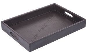 Kod: 1109 Deri Kaplama Kulplu Tepsi (50x35 cm)