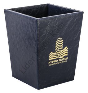 Deri Çöp Kovası Yaldız Baskılı