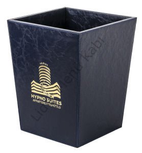 Deri Çöp Kovası Yaldız Baskılı