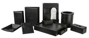 Deri Otel Ekipman Seti Gofre Baskılı - Leather Hotel Equipment Set Seersucker Printed